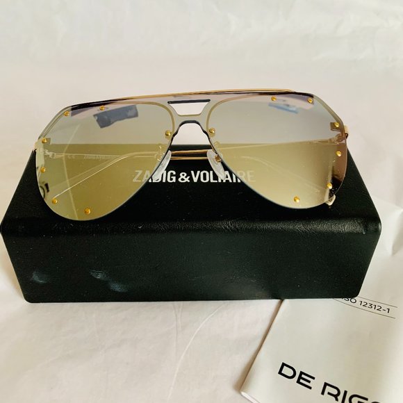 NEW WITH CASE! ZADIG & VOLTAIRE 60mm AVIATOR SUNGLASSES - Picture 1 of 8